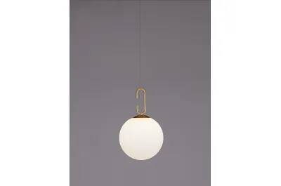 Lampe suspension à LED en verre blanc et métal doré Ø18