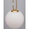 Lampe suspension à LED en verre blanc et métal doré Ø18