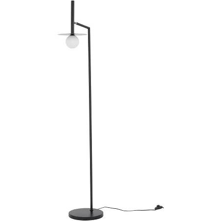 Lampadaire à LED en aluminium noir et verre blanc H165