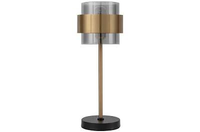 Lampe de table à LED en verre fumé et métal doré