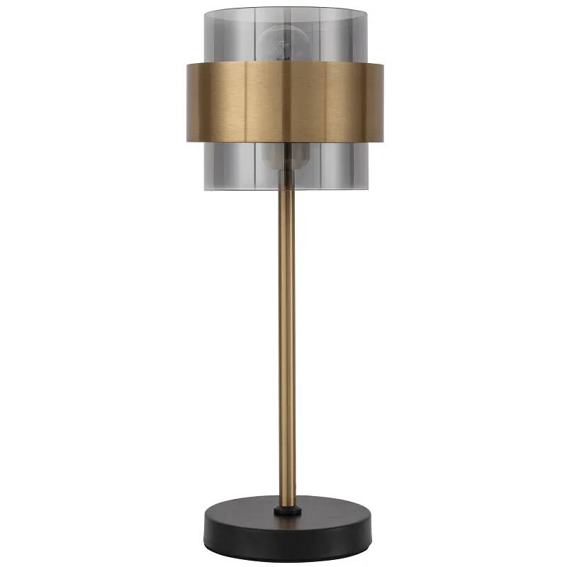 Lampe de table à LED en métal doré et verre gris fumé H47