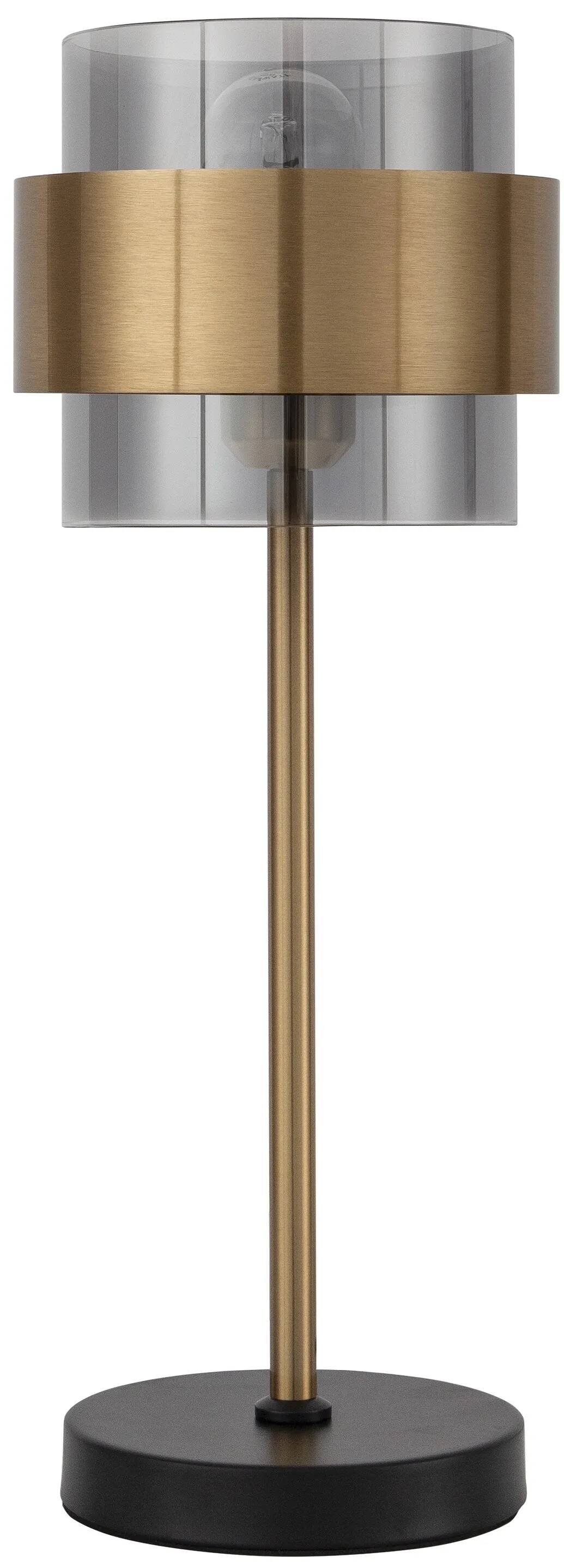 Lampe de table à LED en verre fumé et métal doré