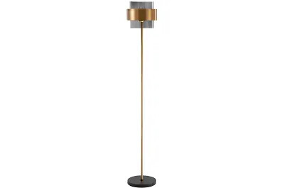 15836 - 173121 - Lampadaire à LED en métal doré et verre fumé H154