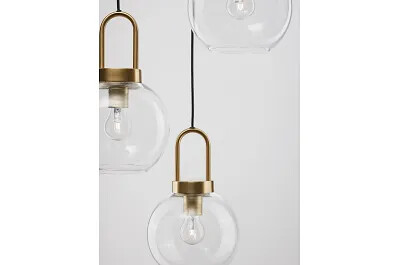 Lampe suspension à LED en verre et métal doré Ø30