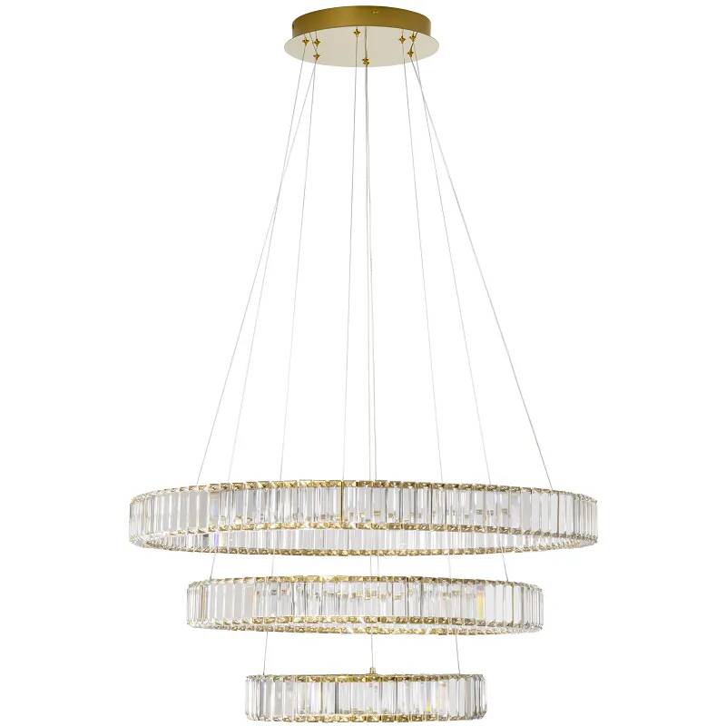 Lampe suspension à LED en cristal et métal doré Ø80