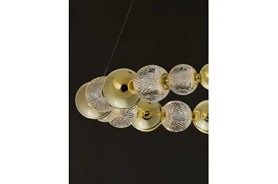 Lampe suspension à LED en verre et métal doré Ø94