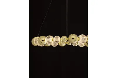 Lampe suspension à LED en verre et métal doré Ø94