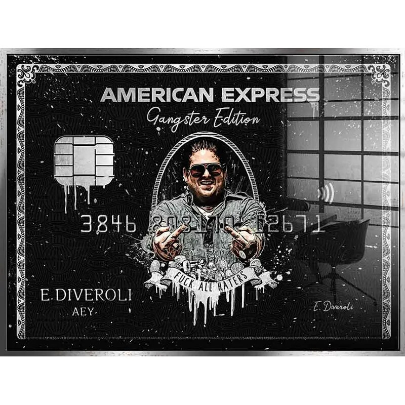 Tableau acrylique American Express Gangster argent antique
