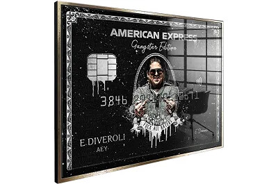 Tableau acrylique American Express Gangster doré antique