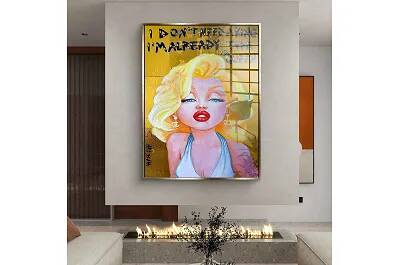 Tableau acrylique Queen Marilyn Monroe doré antique