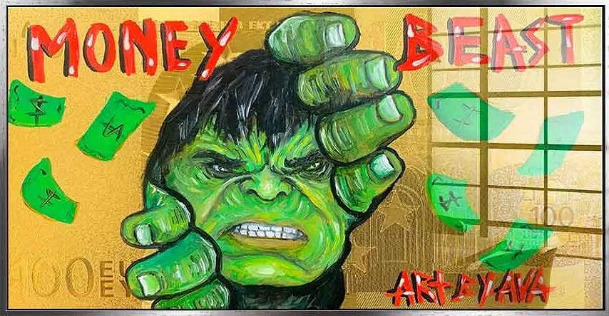 Tableau acrylique Money Hulk argent antique