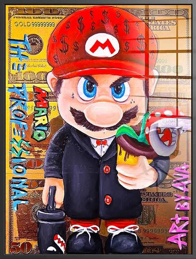 Tableau acrylique Mario noir