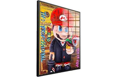 Tableau acrylique Mario noir