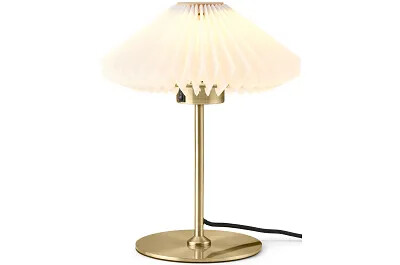 16222 - 176452 - Lampe de table en métal laiton antique et PVC blanc H32