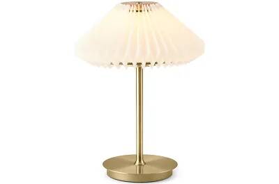 Lampe de table à LED en PVC blanc et métal laiton antique H28