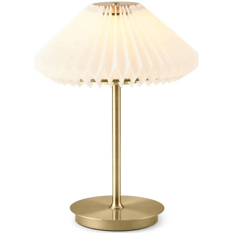 Lampe de table à LED en métal laiton antique et PVC blanc H28