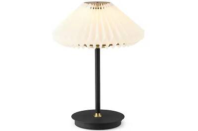 Lampe de table à LED en PVC blanc et métal noir et laiton antique H28