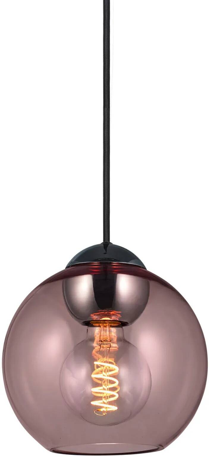 Lampe suspension en verre rose fumé Ø18