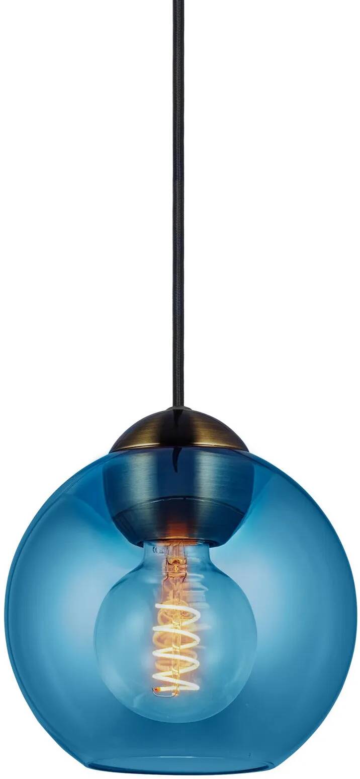Lampe suspension en verre bleu Ø18