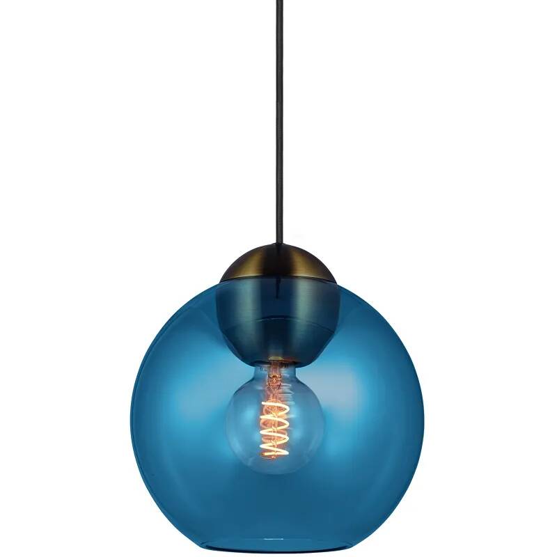Lampe suspension en verre bleu Ø24