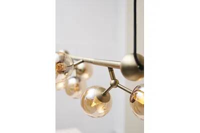 Lampe suspension en verre ambre et métal laiton L80