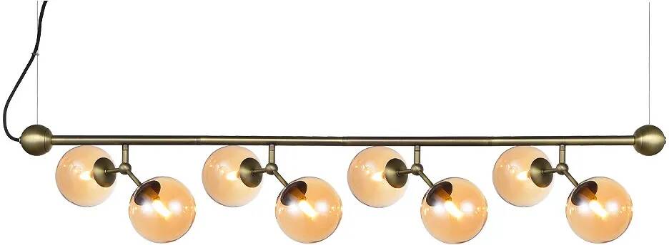 Lampe suspension en verre ambre et métal laiton L123