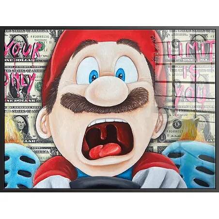 Tableau acrylique Screaming Mario noir