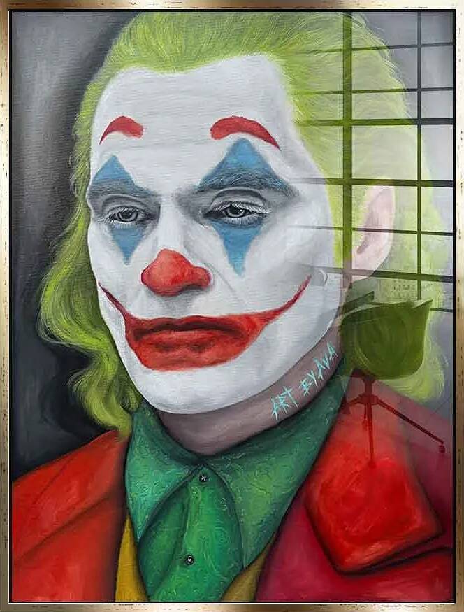 Tableau acrylique Joker Portrait doré antique