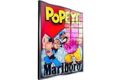 Tableau acrylique Popeye Vs Bluto argent antique