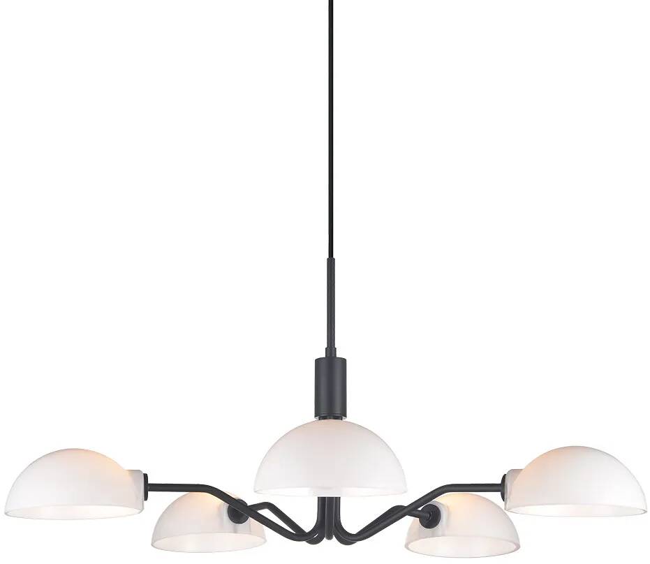 Lampe suspension en verre blanc et métal noir Ø70