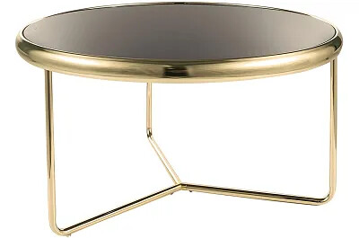 Table basse en métal doré et verre noir
