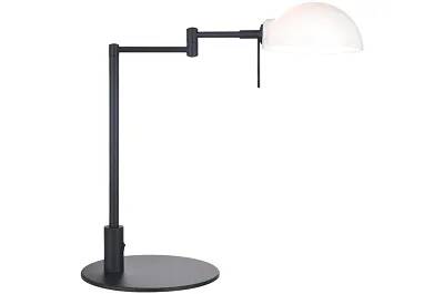 Lampe de table en verre blanc et métal noir H43