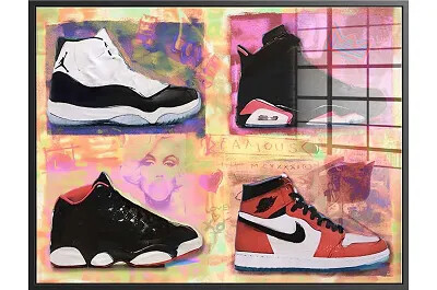 16351 - 177317 - Tableau acrylique Air Jordan Sneaker noir