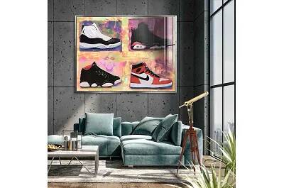 Tableau acrylique Air Jordan Sneaker argent antique