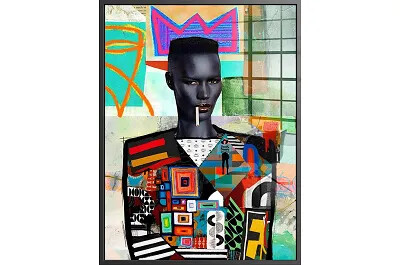 16380 - 177483 - Tableau acrylique Grace Jones noir