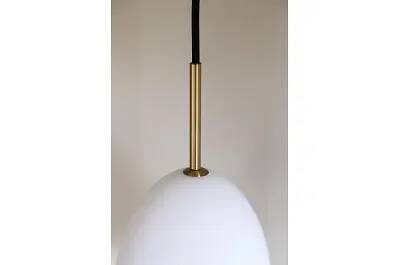 Lampe suspension en verre blanc et métal laiton Ø20