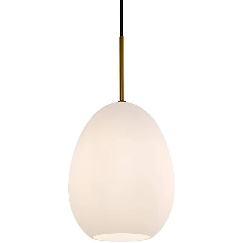 Lampe suspension en verre blanc et métal laiton Ø20