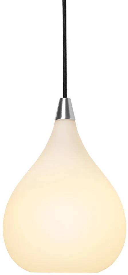 Lampe suspension en verre blanc et métal chromé Ø17