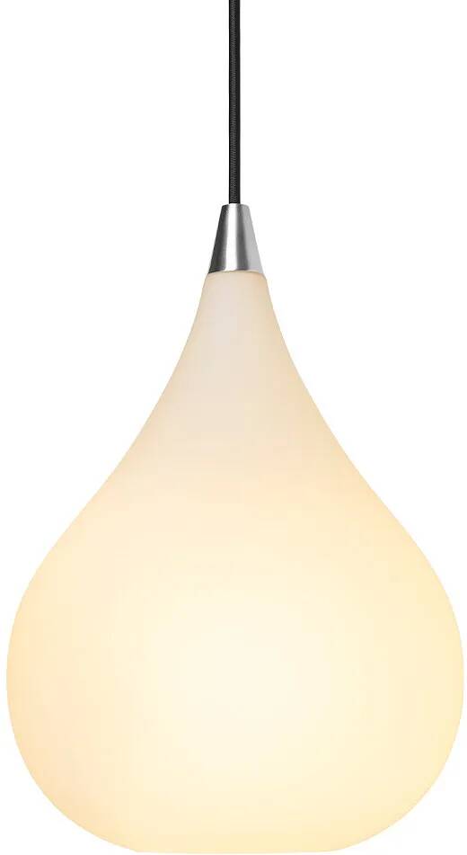 Lampe suspension en verre blanc et métal chromé Ø23