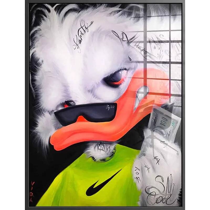Tableau acrylique Poser Duck noir