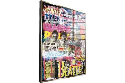 Tableau acrylique Beatles Novo doré antique