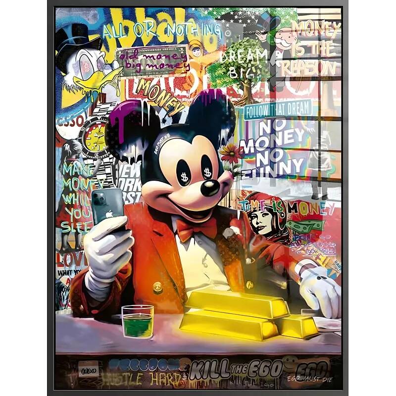 Tableau acrylique Mickey Business noir