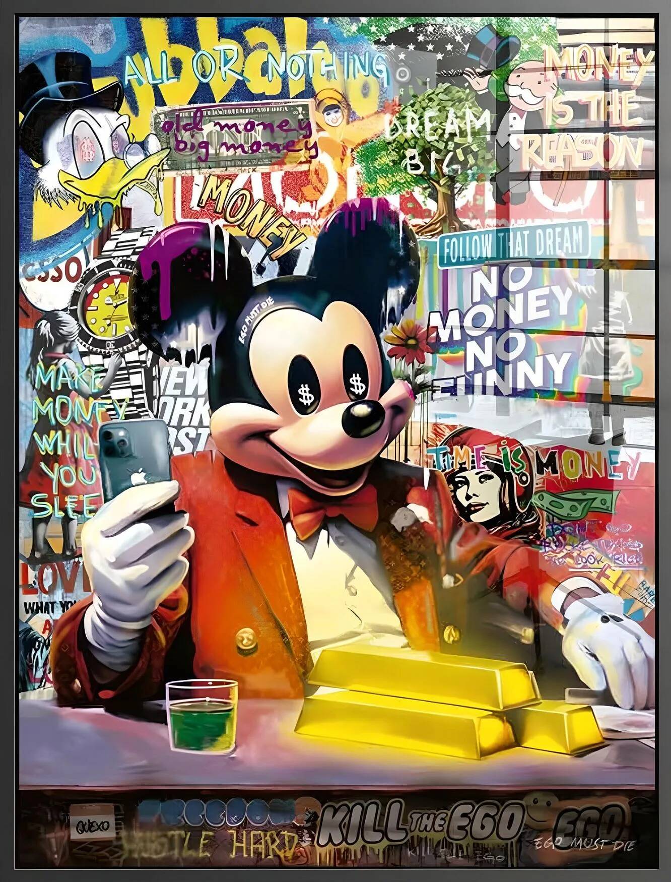 Tableau acrylique Mickey Business noir