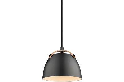 Lampe suspension en métal noir et bois de chêne Ø16