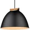 Lampe suspension en métal noir et bois Ø40