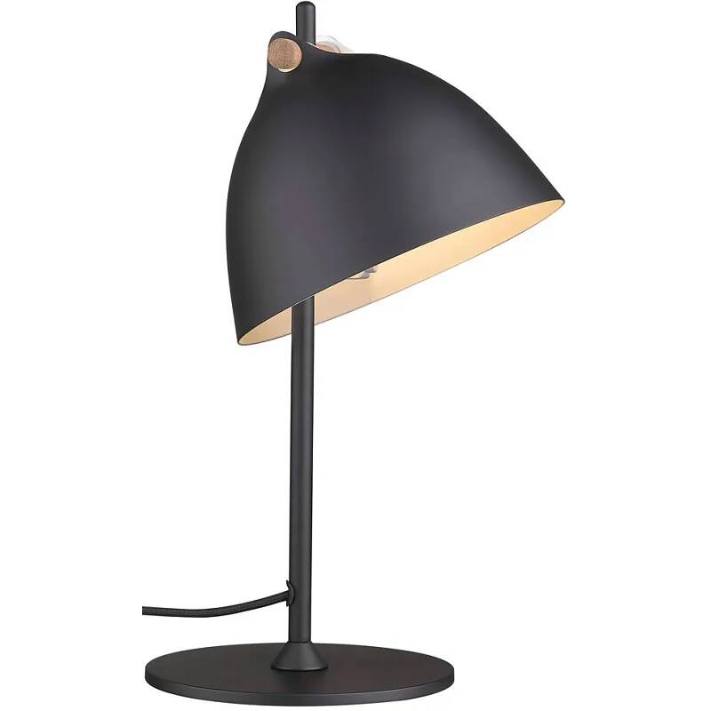 Lampe de table en métal noir et bois H35