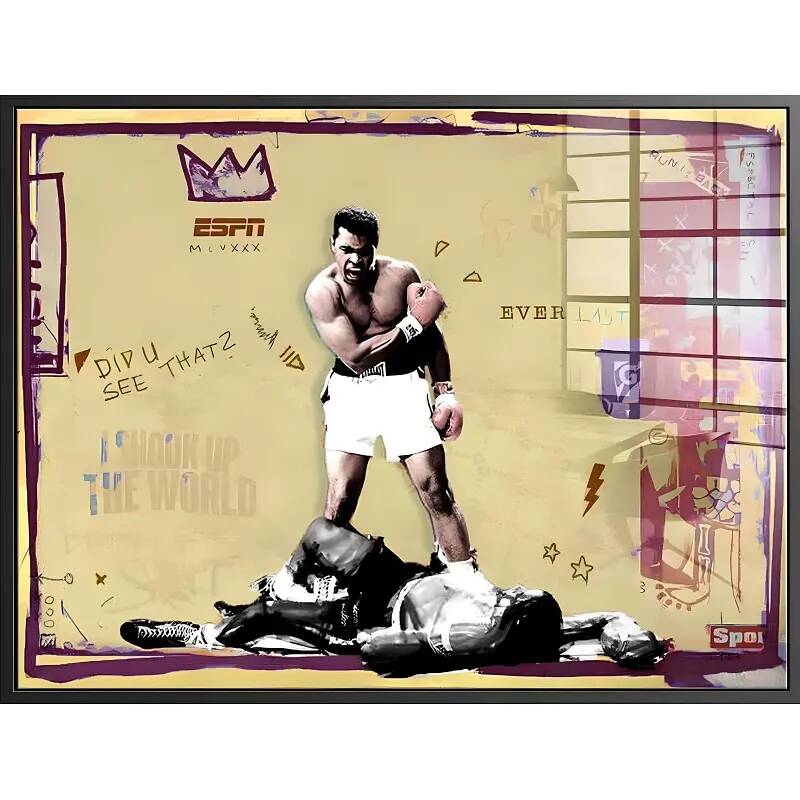 Tableau acrylique Muhammed Ali noir
