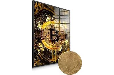Tableau feuille d'or Gold Bitcoin noir
