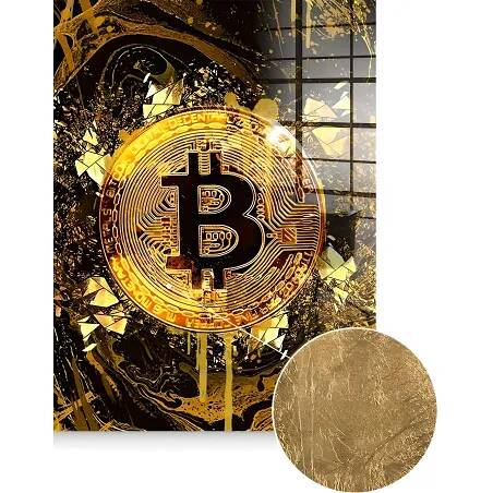 Tableau feuille d'or Gold Bitcoin