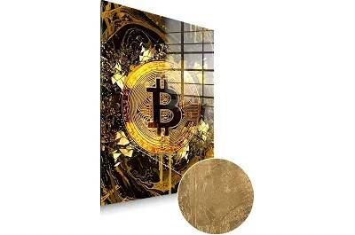 Tableau feuille d'or Gold Bitcoin